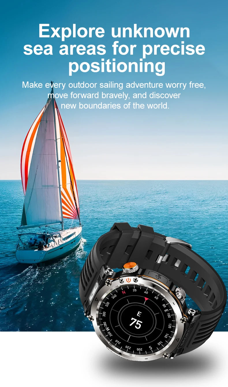 DAORKOW 2026 New Model 10ATM Waterproof 600mAh Smartwatch Compass LED Flashlight Bluetooth Call Outdoor Sports Smartwatch