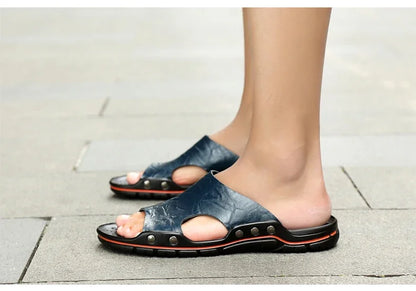 Men Summer Slippers Breathable Luxury Sandals Shoes Beach Classics Leather Mens Slippers Outdoor Flip Flop Indoor Slides Man