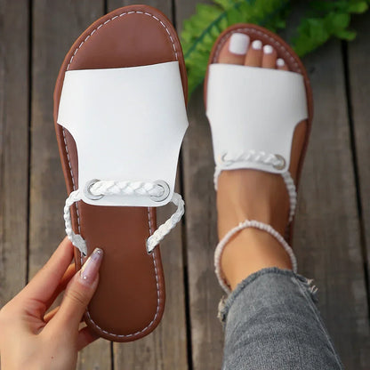 Women Flat Casual Slippers Summer 2024 New Woman Fashion Dress Sandals Beach Bohemian Shoes Femme Home Slides