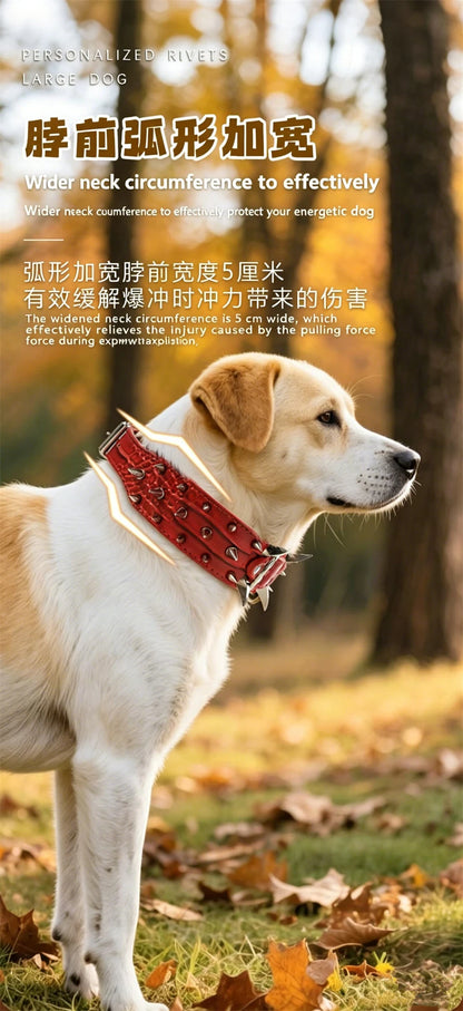 5CM Wide Spiked Studded Dog Collar Anti-Bite PU Leather Pet Collar for Large Dogs Pitbull Mastiff Pet Supplies Accessories