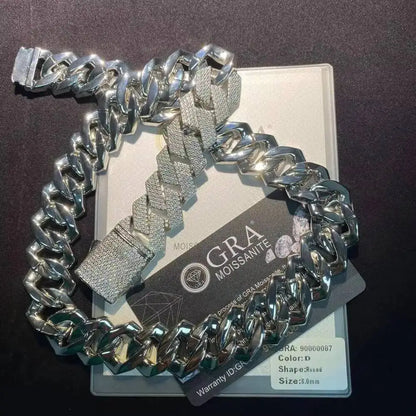 22MM Custom Hip Hop Moissanite Diamond 925 Cuban Link Chain Heavy Cuban Chain for Anniversary Iced out Jewelry