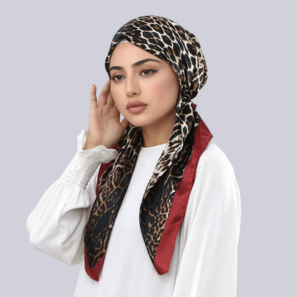 Women Printed Satin Silk Instant Hijab Scarf Stretch Muslim cotton viscose Turban Ramadan Hats Lady Bandana Caps Underscarf Eid