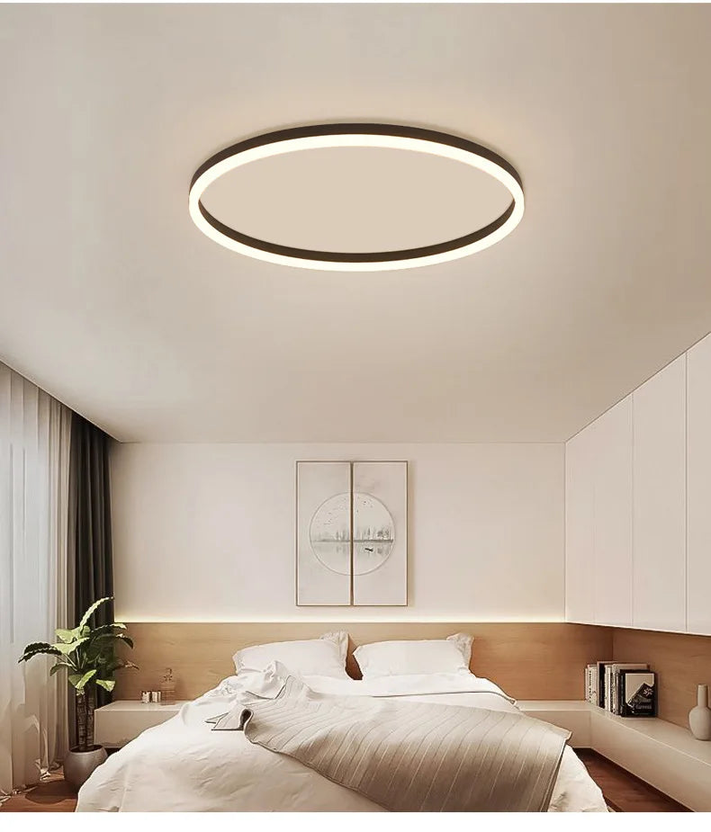 Modern Bedroom led Ceiling Lights Round Remote Control Dimmable led Living Room Ceiling Light White/Black Indoor Ceiling Lights
