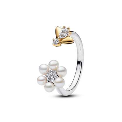 Luxury Original 925 Sterling Silver Heart Bow Pearl Flower Four Leaf Clover Ring fit Women's Fine Jewelry Valentine's Day Gifts