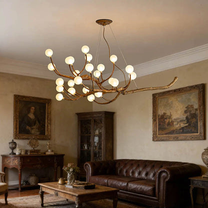 Retro Resin Tree Branch Chandeliers Frosted Glass Bubble LED Pendant Lamp for Living Dining Room Home Decor suspension luminaire