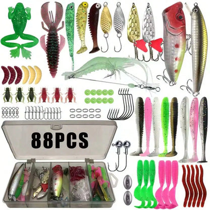 366/149/136/88/86pcs Trout/Perch/Bass Multi-Bait Fishing Tackle Set, Multi-Layer Fishing Gear Professional Equipment Tackle Box, Suitable For All Water Layers, Can Be Used In Freshwater And Saltwater.