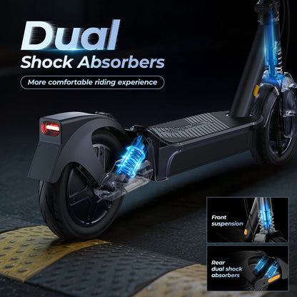E8/10 Foldable E-Scooter 500/1000W 20mph 20/40miles Max Range Dual Suspension APP Smart Control Powerful Motor Electric Scooter