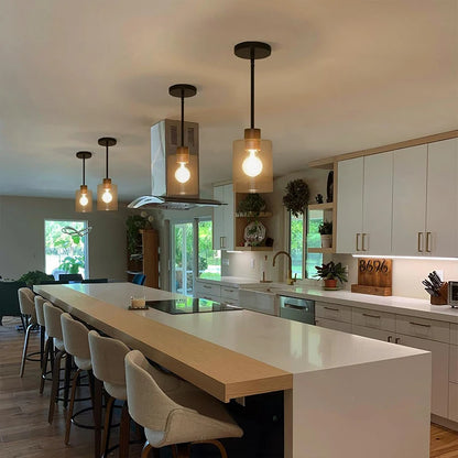 Modern Industrial Pendant Lamp Glass Hanging Adjustable Height Kitchen Dining Room Bedroom Bedside Bathroom Decor Lights