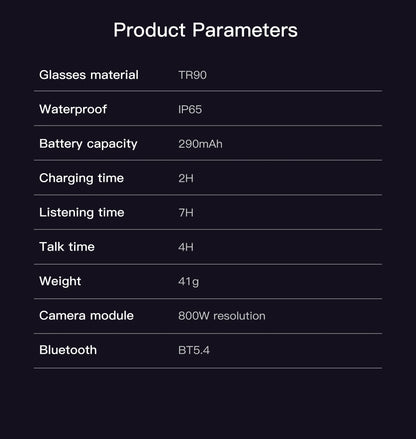 Smart Glasses IP65 Waterproof Connect To Mobile APP Video and Photo Translation AI Language Assistant Bluetooth Smart Glasses
