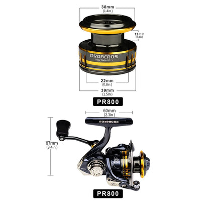 Spinning Fishing Reel 800 Size 5.2:1 7+1BB 8KG Max Drag CNC Metal Handle Deep Spool Long Cast Saltwater Rock Lure Fishing Reel
