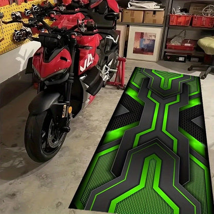 VIKAMA Simple Motorcycle Mat Non-Slip Easy Clean Garage Carpet Motorcycle Display Mat for Male Bedroom Dorm Home Decor