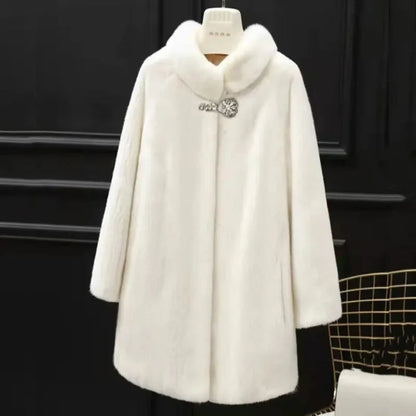 Mink Fleece Coat Medium Long Fur One Piece Coat Gold Mink Fleece Coat 2026 Winter New Standing Collar Fur Coat Solid Commuter B1