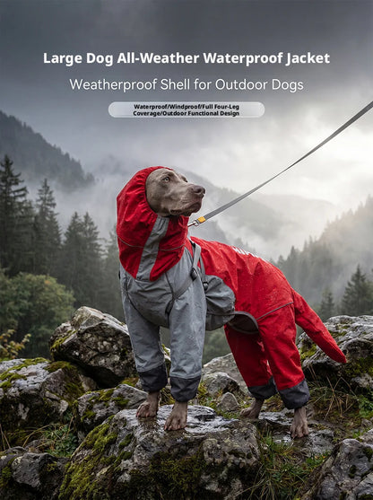 SHINEKNOT Pet Raincoat Night Reflective Strip Waterproof Raincoat Walking Clothing Large Dog All Inclusive Hooded Raincoat