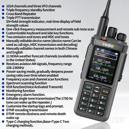 Iradio UV-98 PLUS GPS APRS Walkie Talkie 10W AM CB SSB LW MW SW HF Cross Band Repeater 1024Channels RT-880G Short Wave Ham Radio