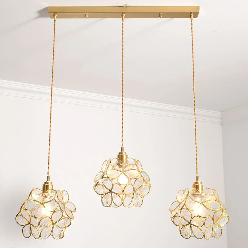 Modern Glass Pendant Lights for Restaurant Cafe Decoration Hanging Lamp Ceiling Chandeliers Nordic Flower Lighting Hotel Decor