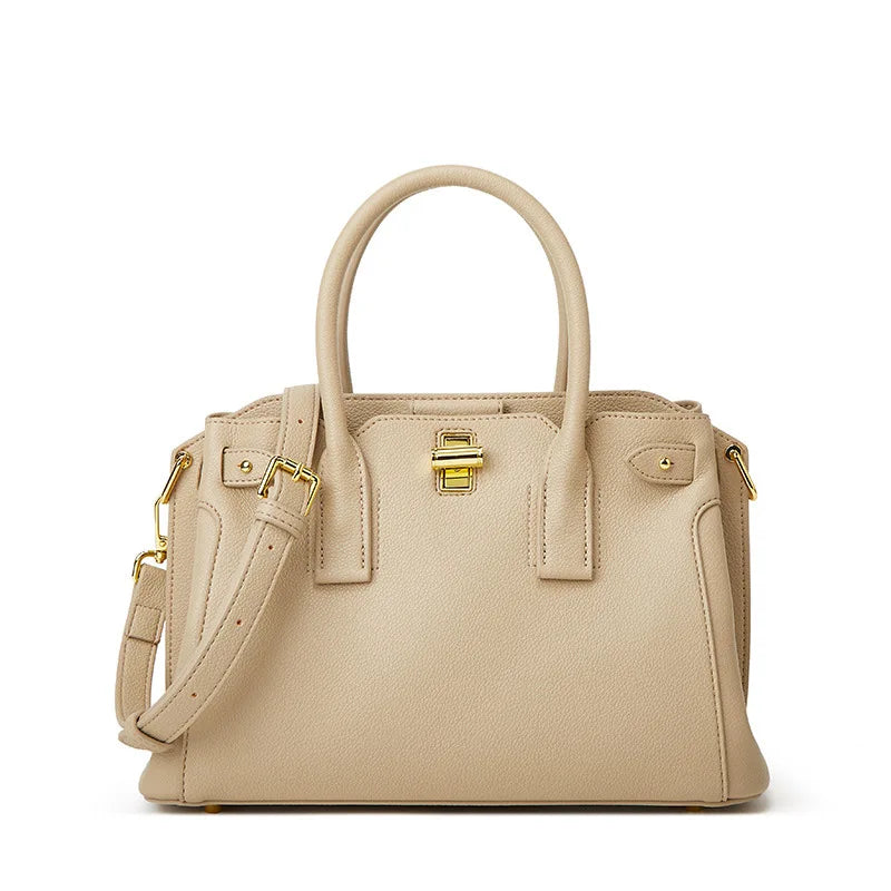 Fashion Beige High Quality PU Leather Bags Women Shoulder Bag Ladies Luxury Tote Strap Female Crossbody Handbag