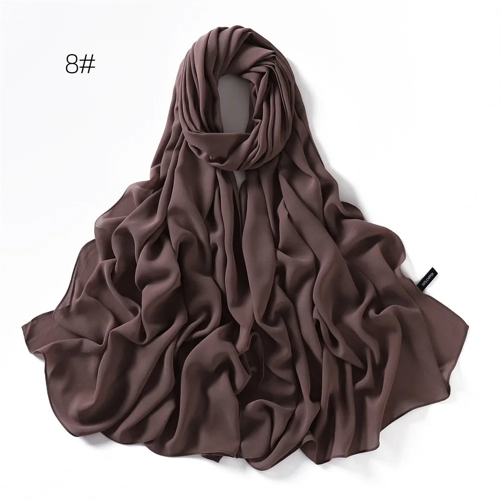 70*180cm Muslim Chiffon Hijab Shawls Scarf Women Solid Color Head Wraps Women Hijabs Scarves Ladies Foulard Femme Muslim Veil