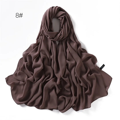 70*180cm Muslim Chiffon Hijab Shawls Scarf Women Solid Color Head Wraps Women Hijabs Scarves Ladies Foulard Femme Muslim Veil