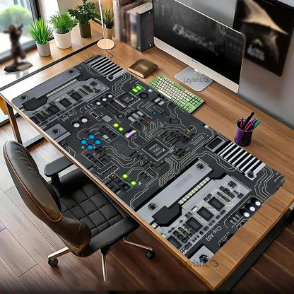 Retro Circuit Board Pattern Mouse Pad Large Computer Accessories Office Game Table Mat Rubber Anti-slip Mousepad Decor Desk Pads