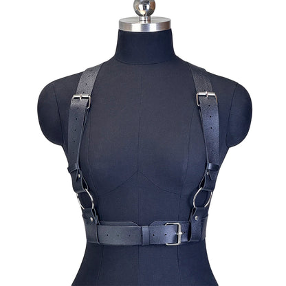 Women Fashion Belt PU Leather Body Shoulder Armor Chest Harness Sword Belt Shoulder Strap Harness Women Clothing Open Cage Bra