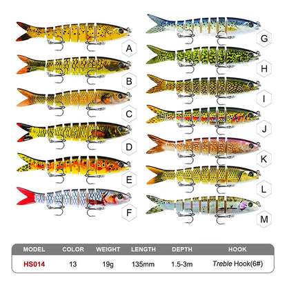 Fishing gear store multi-section fish Luya bait 13.5CM/19g hard bait, bionic bait fishing gear directly from the manufacturer