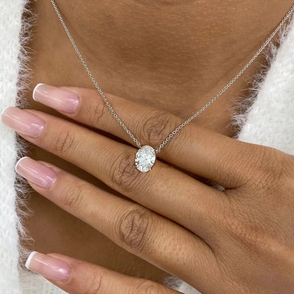 COSYA 1/2/3CT Oval Cut Moissanite Solitaire Necklace For Woman S925 Silver Plated 18K Gold Lab Diamond Chain Dainty Fine Jewelry