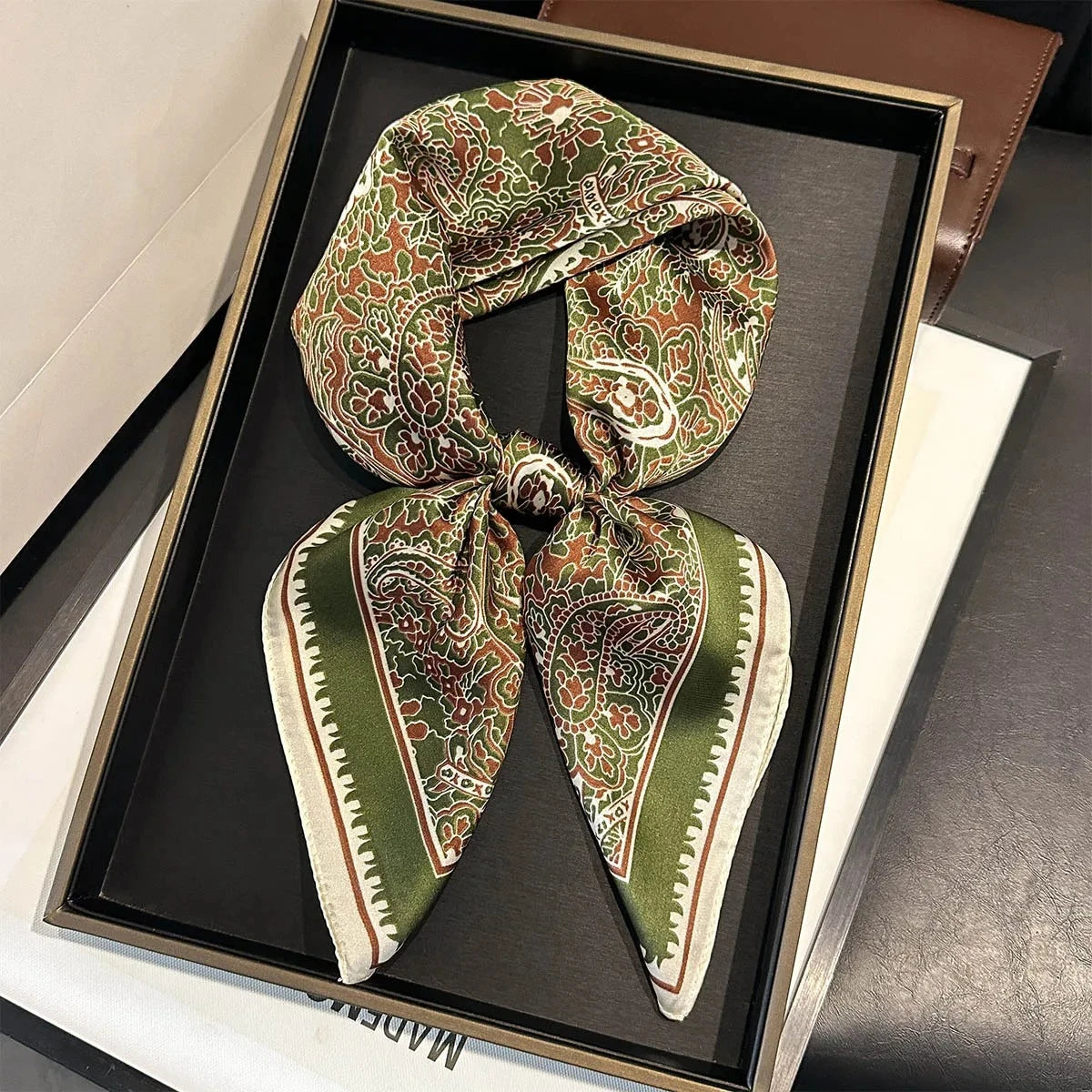 2025 New Paisley Print Silk Scarf for Women Square Hijab Soft Neck Tie Female Fashion Decoration Silk Headscarf 70*70cm Kerchief