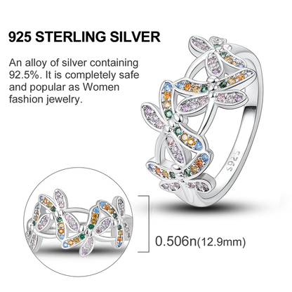 Original 925 Sterling Silver Ring Colorful Diamonds Cubic Zircon Finger Ring For Women Jewelry Wedding Engagement Birthday Gift