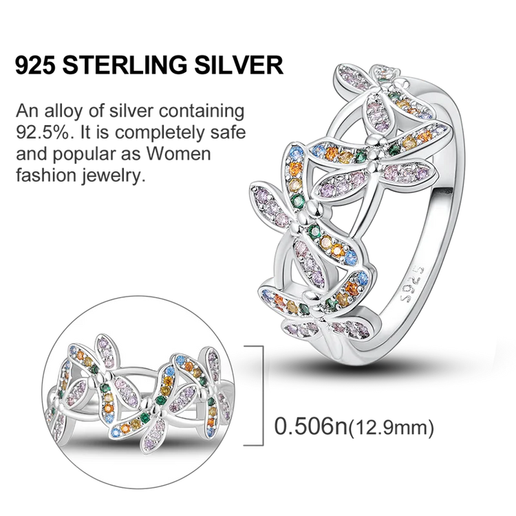 Original 925 Sterling Silver Ring Colorful Diamonds Cubic Zircon Finger Ring For Women Jewelry Wedding Engagement Birthday Gift