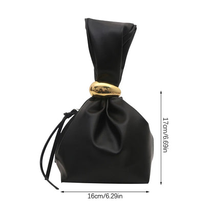 Mini PU Leahter Underarm Pleated Cloud Bag For Women 2025 Fashion Designer Female Retro Bucket Shoulder Bag Handbags And Purses