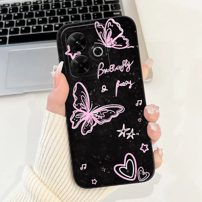 Casing For Redmi 13 Case 13 5G Cute Cat Fashion Luxury Flowers Silicone Shockproof Back Cover For Redmi 13 5G Phone Case Bumper