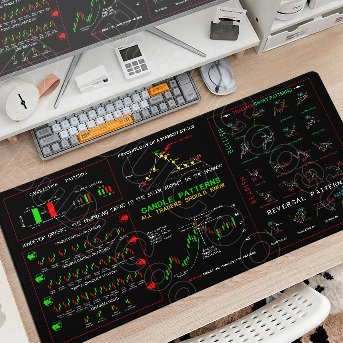 30x60cm 30x70cm 30x80cm Stock Market Chart Pattern Forex Mousepad Lock Edge Desk Keyboard Non-Slip Mausepad Computer Accessories