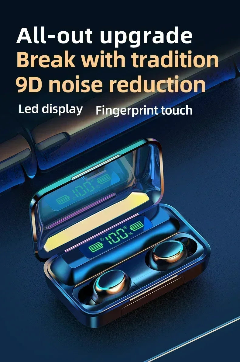 New Bluetooth Headphones 9D Stereo High Bass Sport Earphones Handfree Touch Control Tws Wireless Earbuds Headset