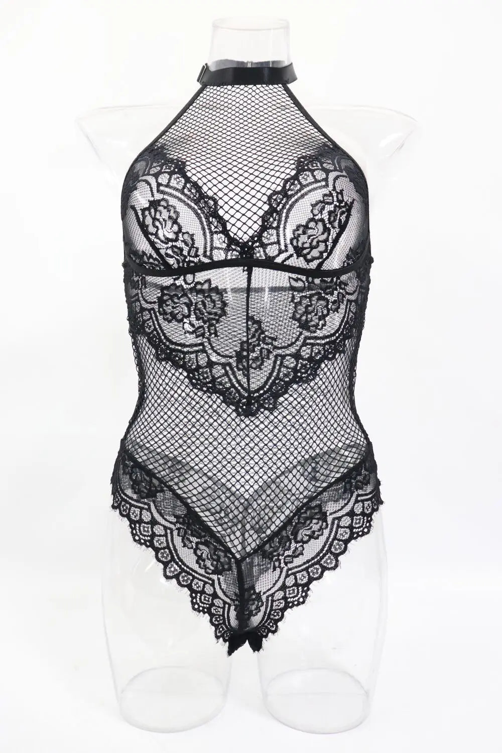 Backless Jumpsuit Exotic Sex Lace Hollow Out Mesh Tight Bodysuit High-Neck Base Short Underwear Sexy Lingerie Women Thin Pajamas
