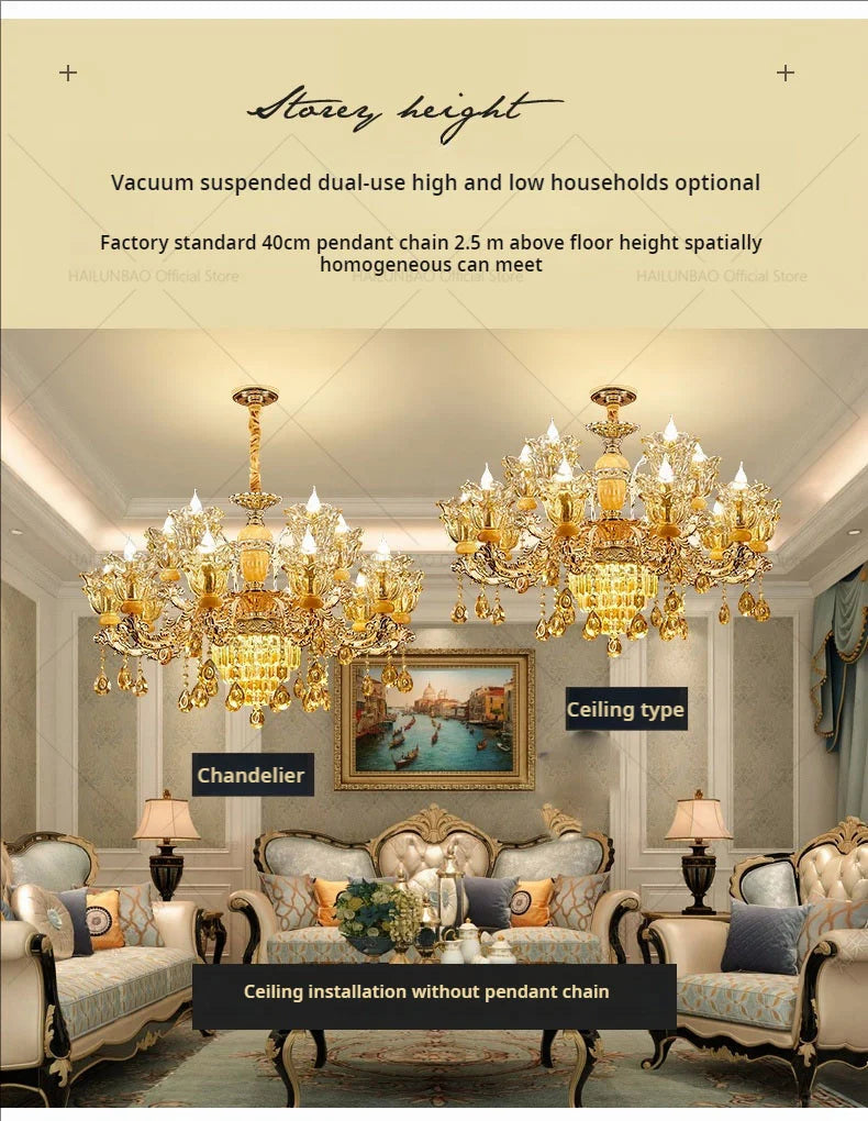 Postmodern Chandelier Living Room Lights European Dining Room Bedroom Home Master Luxury Atmospheric Lamps Villa Crystal Lamps