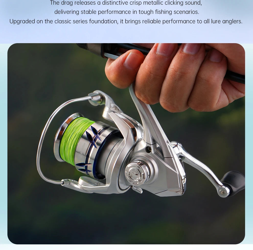 Huidiao 4+1BB Spinning Fishing Reel 1000/2500/3000/4000 10kg Max Drag 5.2:1 CNC Metal Spool Left/Right Interchangeable Saltwater
