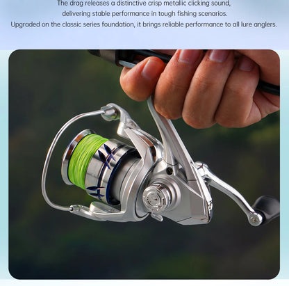 Huidiao 4+1BB Spinning Fishing Reel 1000/2500/3000/4000 10kg Max Drag 5.2:1 CNC Metal Spool Left/Right Interchangeable Saltwater