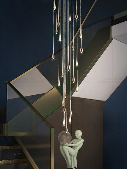 Minimalist LED Chandelier Luxurious Modern Living Room Lighting Duplex Attic Home Decoration Dining Room Staircase Pendant Light