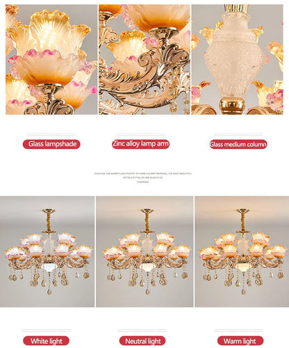 New Bedroom Chandelier  European Luxurious Atmospheric Lighting Fixture Home Living Room Dining Room Light Luxury Crystal Lamps