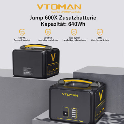 VTOMAN 600W Extra Battery 640Wh for VTOMAN JUMP600X Power Station Backup LiFePO4 Home Outdoor Camping