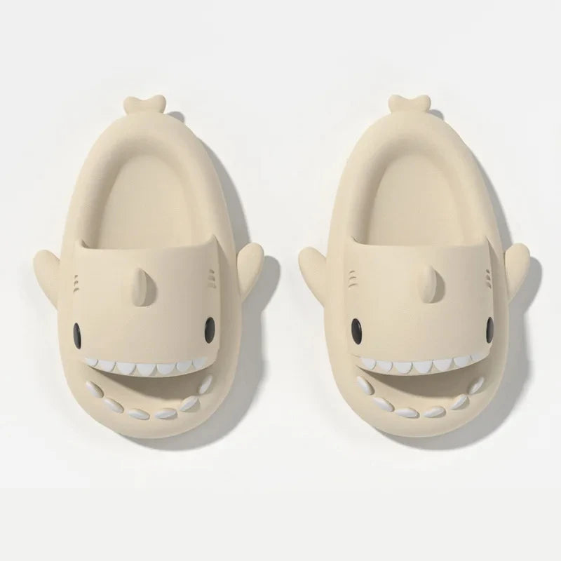 2024 Men EVA Shark Sandals Women Outdoor Beach Thick Soled Slippers Adult Non-slip Summer Slides Couple Cute Solid Color Shoes