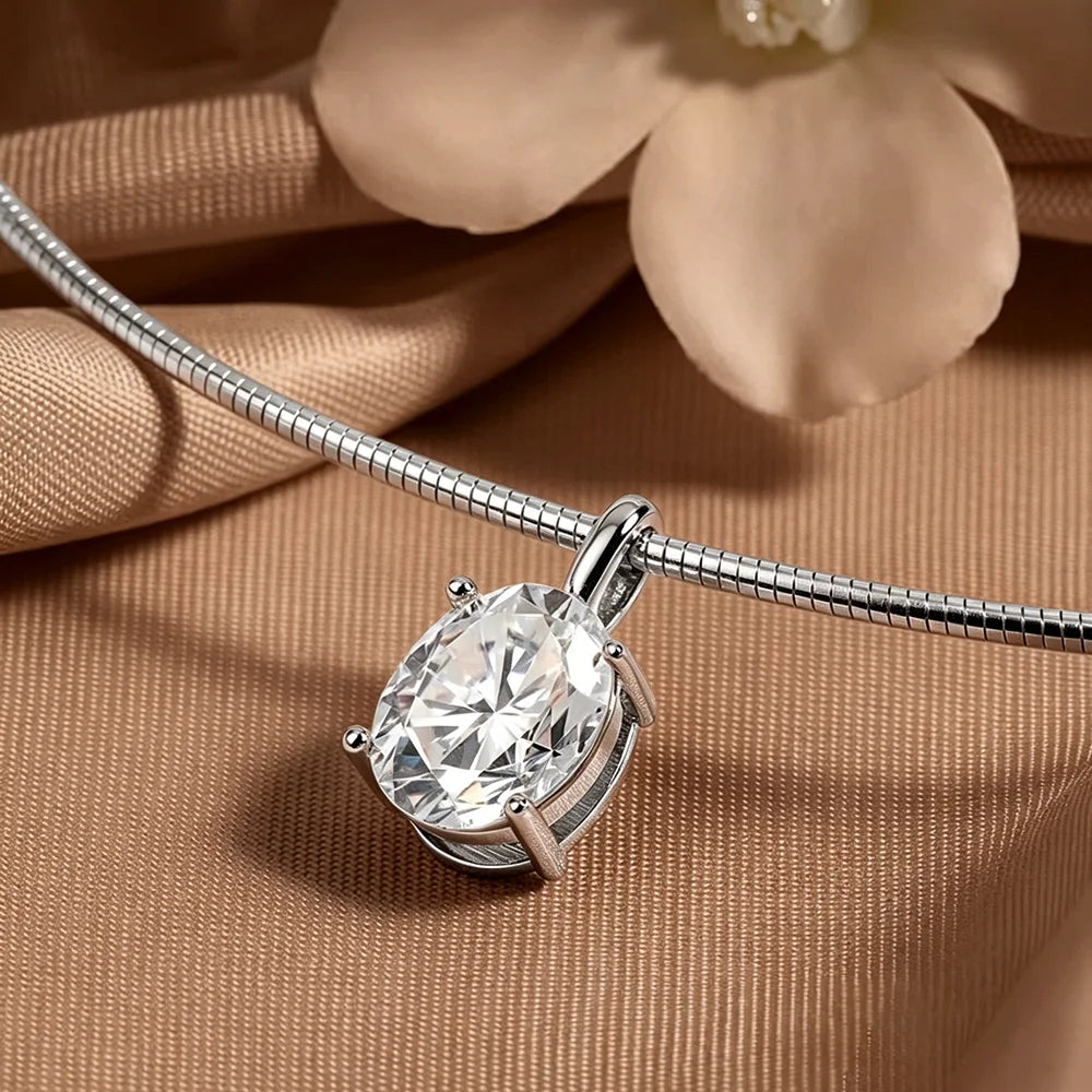 3/4/5Carat Oval Cut Moissanite Hard Necklace for Women 100% S925 Silver Solitaire Diamond Collar Necklace with GRA Certificate