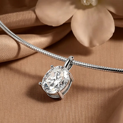 3/4/5Carat Oval Cut Moissanite Hard Necklace for Women 100% S925 Silver Solitaire Diamond Collar Necklace with GRA Certificate