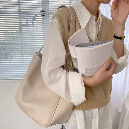 Luxury Trend Tote Bag Woman 2025 Large Capacity Female Shoulder Bag High Quality Leather Simple Designer Woman Handbag Purse