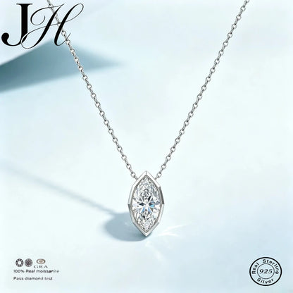 JH Marquise Cut Moissanite Pendant Necklace D Color GRA Certified Luxury Clavicle Chain 925 Sterling Silver Women Fine Jewelry