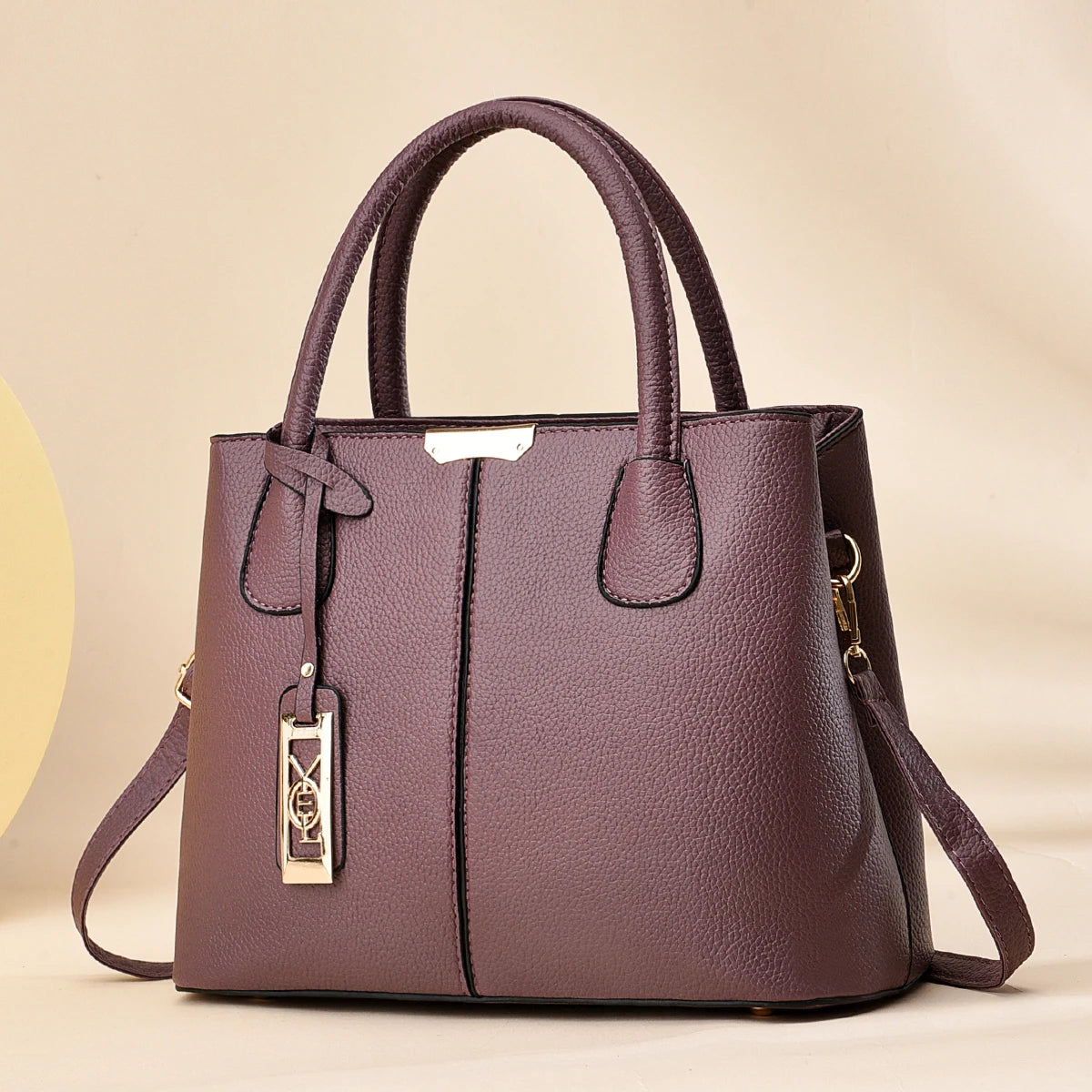 Fashion Faux Leather Tote Bag, Elegant Textured Large Capacity Shoulder Hand Bag For Ladies