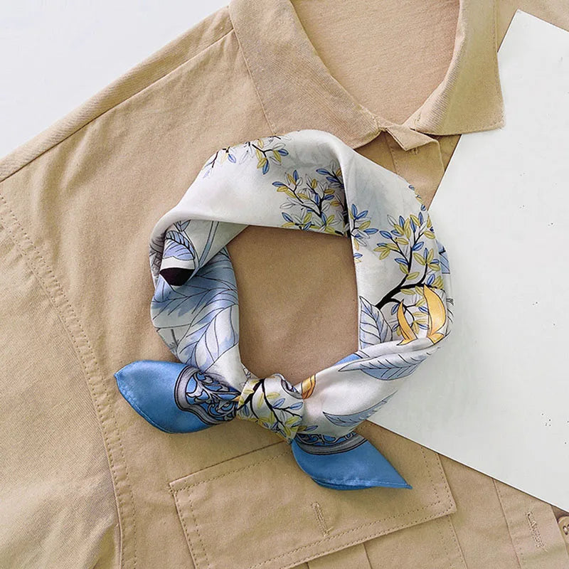 Silk Scarf For Bag Lady Neck Tie 100% Silk Scarf Luxury Brand Print Flower Stripe Plaid Dot Bandana Hair Tie Handkerchief Gifts
