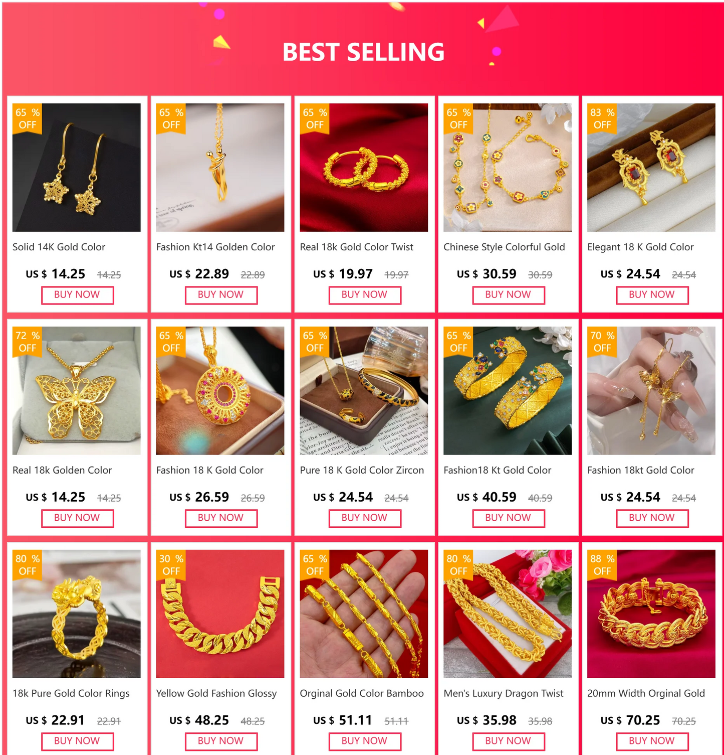 Real Kt18 Gold Color Diamond Peony Pendant Necklace for Women Lover Valentine's Day Birthday Chain Earring Jewelry Sets Gifts