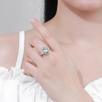 Luxury Marquise Ring 5ct Moissanite Women's PT950 Platinum - 5ct radiant marquise center stone, full aura, gala centerpiece