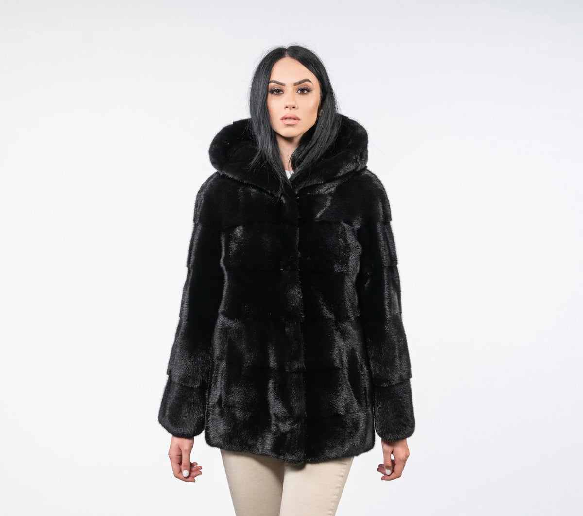 Women's New Genuine Mink Fur Jacket Paired with a Hat and Mid-Length Jacket, Providing Warmth and Fashion in Winter